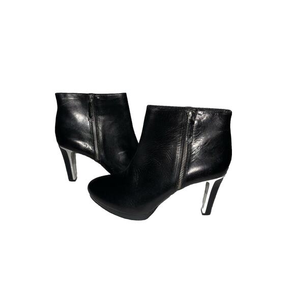 Antonio Melani 9M Black Leather 3" Heel Boots Zipper looks new - Picture 6 of 6